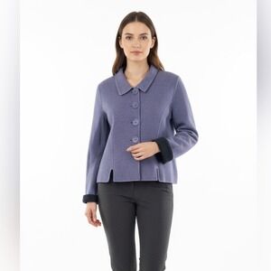 Nomadic Traders NTCO Purple‎ Jacket Wool Large Buttons Small Flaw Size Medium